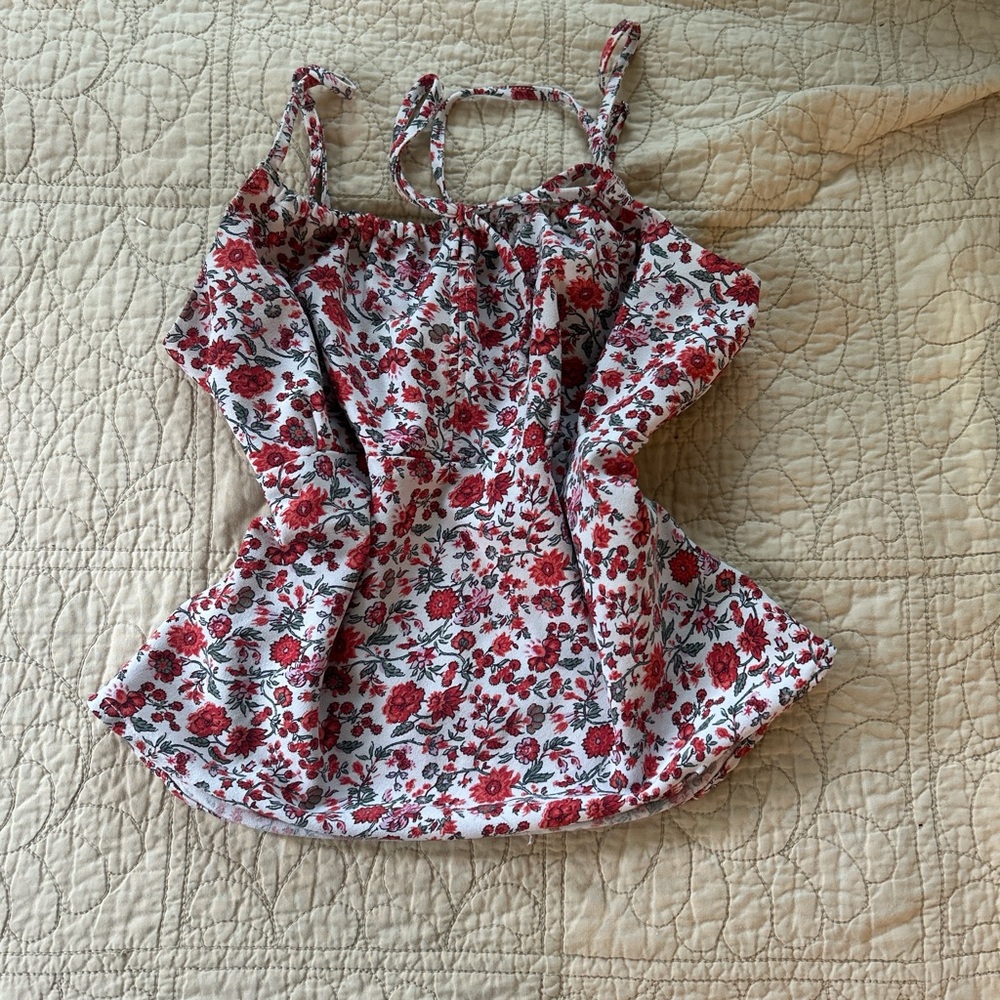 Abercrombie & Fitch Floral Red and White Blouse